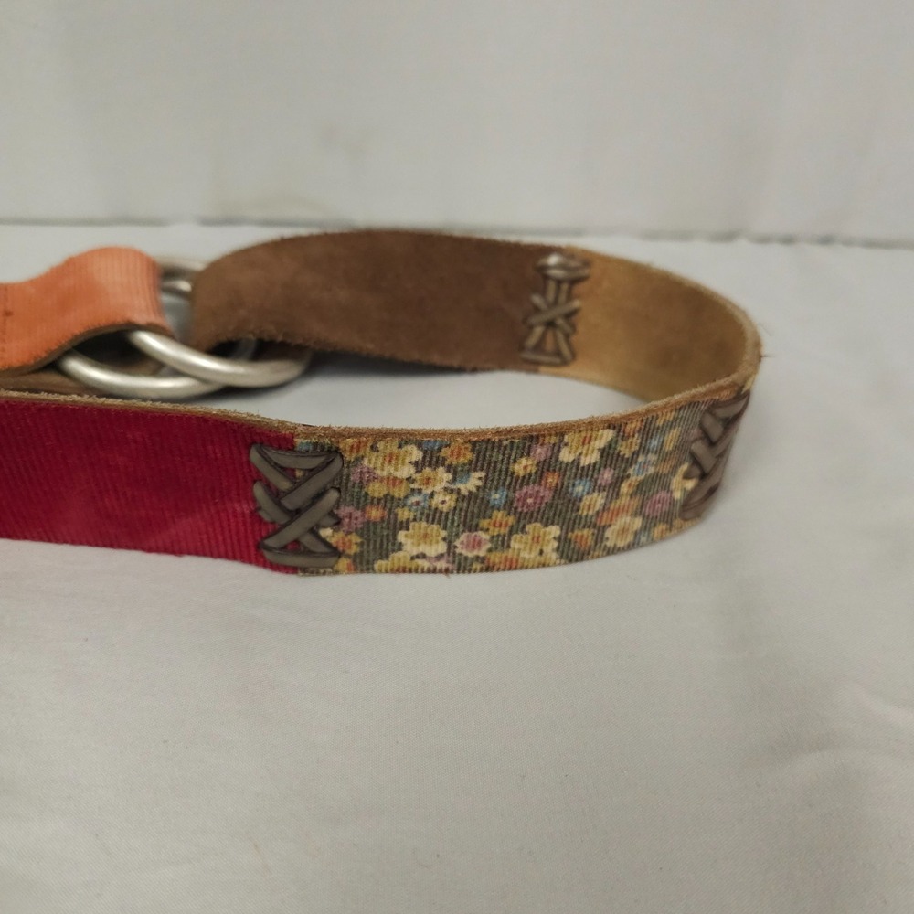 Vintage Lucky Brand Leather Belt Women 30 Inch Length Leather Corduroy Patchwork - Picture 8 of 15